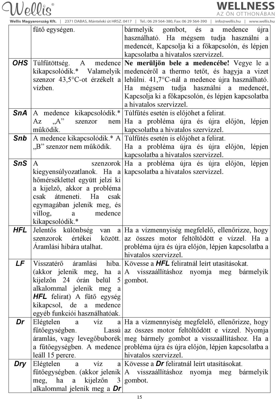 SnS A szenzorok kiegyensúlyozatlanok. Ha a hőmérséklettel együtt jelzi ki a kijelző, akkor a probléma csak átmeneti. Ha csak egymagában jelenik meg, és villog, a medence kikapcsolódik.