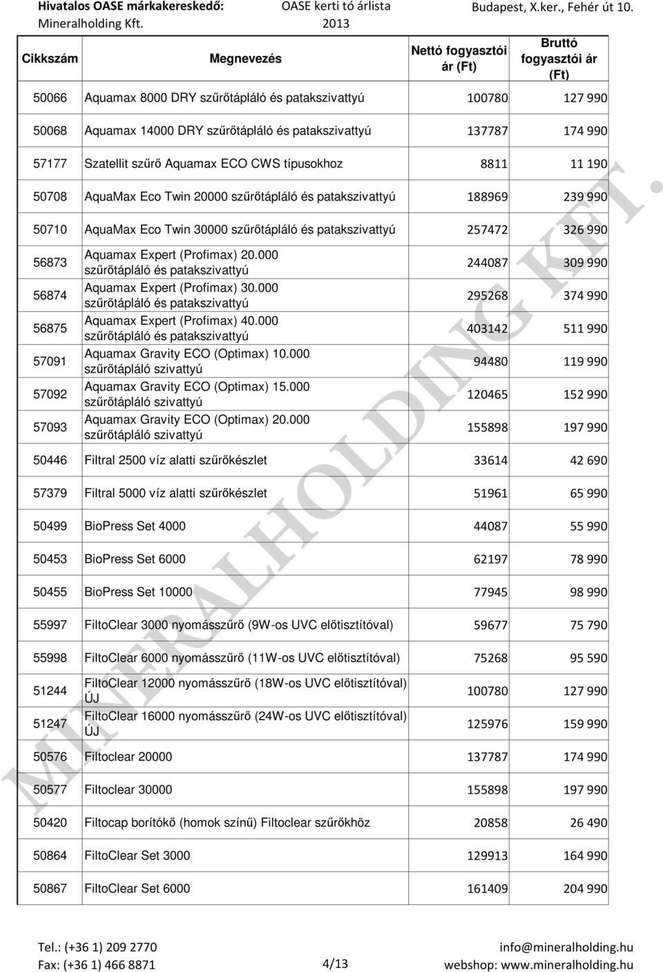 000 szűrőtápláló szivattyú Aquamax Gravity ECO (Optimax) 15.000 szűrőtápláló szivattyú Aquamax Gravity ECO (Optimax) 20.