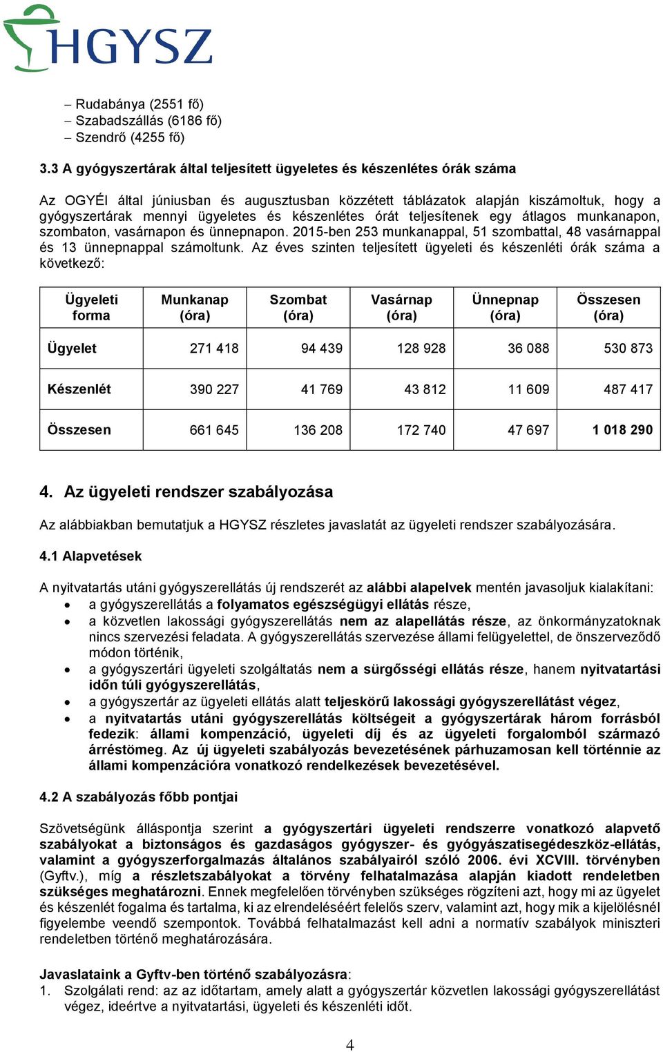 készenlétes órát teljesítenek egy átlagos munkanapon, szombaton, vasárnapon és ünnepnapon. 2015-ben 253 munkanappal, 51 szombattal, 48 vasárnappal és 13 ünnepnappal számoltunk.