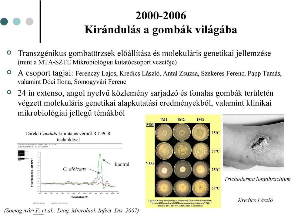 nyelvű közlemény sarjadzó és fonalas gombák területén végzett molekuláris genetikai alapkutatási eredményekből, valamint klinikai mikrobiológiai jellegű témákból