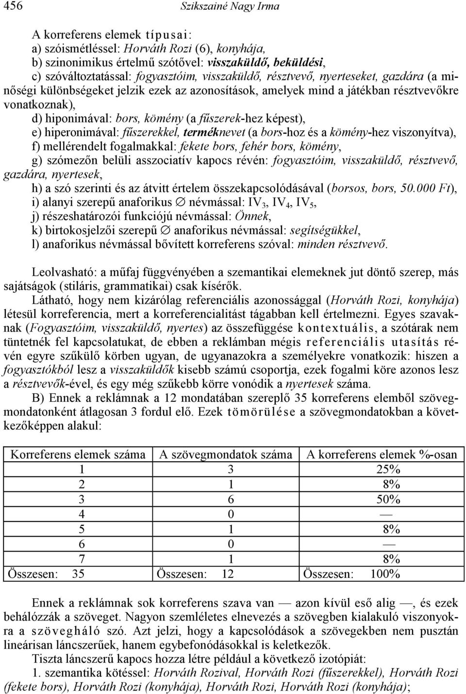 képest), e) hiperonimával: f4szerekkel, terméknevet (a bors-hoz és a kömény-hez viszonyítva), f) mellérendelt fogalmakkal: fekete bors, fehér bors, kömény, g) szómez8n belüli asszociatív kapocs