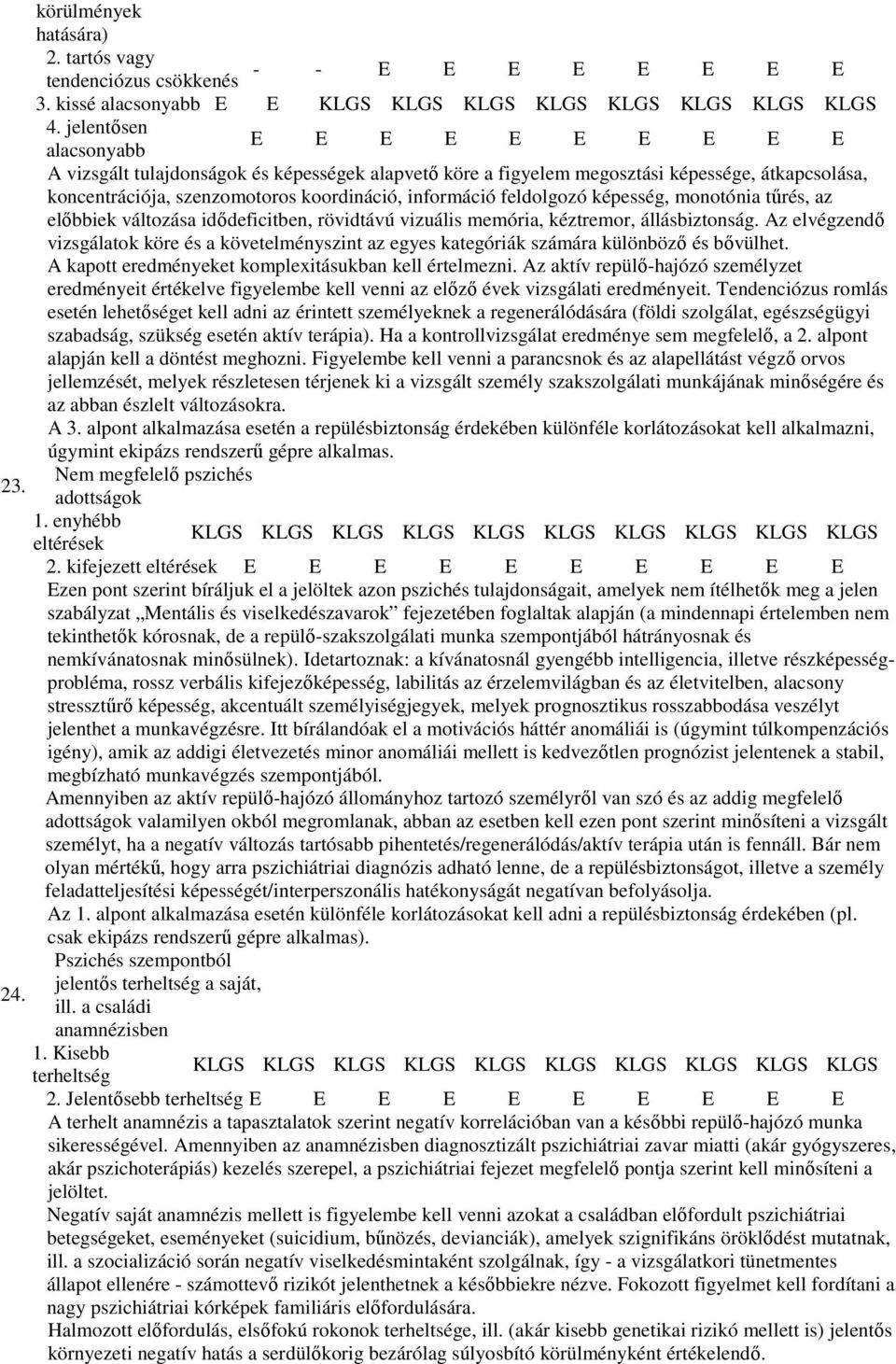 monotónia tőrés, az elıbbiek változása idıdeficitben, rövidtávú vizuális memória, kéztremor, állásbiztonság.