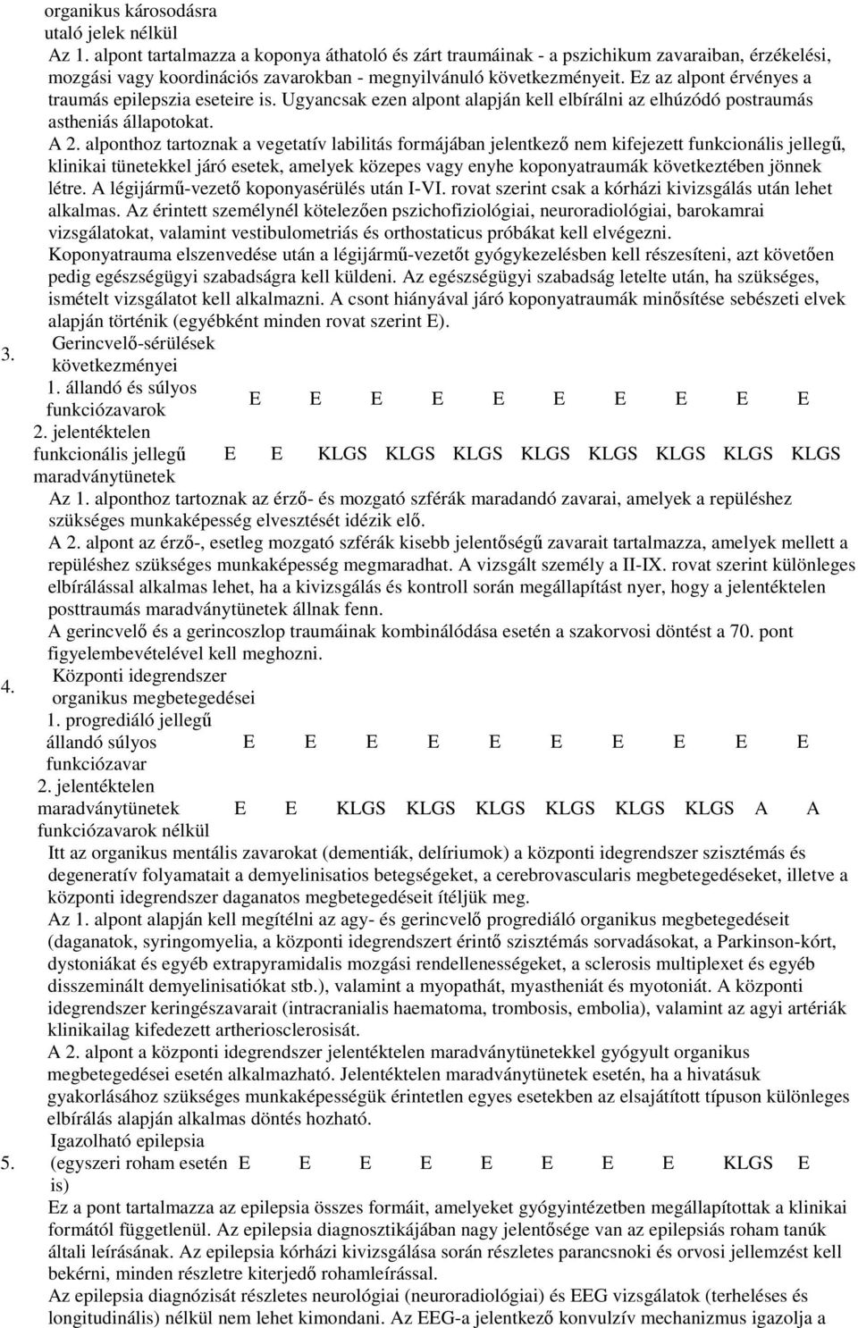 Ez az alpont érvényes a traumás epilepszia eseteire is. Ugyancsak ezen alpont alapján kell elbírálni az elhúzódó postraumás astheniás állapotokat. A 2.