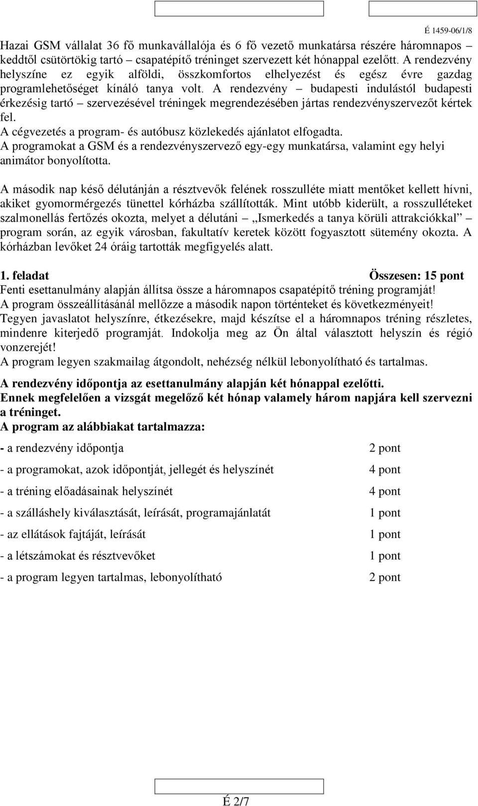 A rendezvény budapesti indulástól budapesti érkezésig tartó szervezésével tréningek megrendezésében jártas rendezvényszervezőt kértek fel.