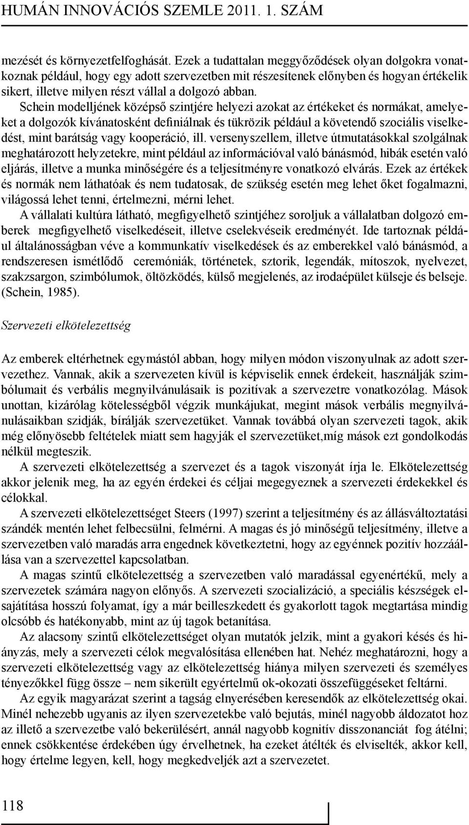 Schein modelljének középső szintjére helyezi azokat az értékeket és normákat, amelyeket a dolgozók kívánatosként definiálnak és tükrözik például a követendő szociális viselkedést, mint barátság vagy