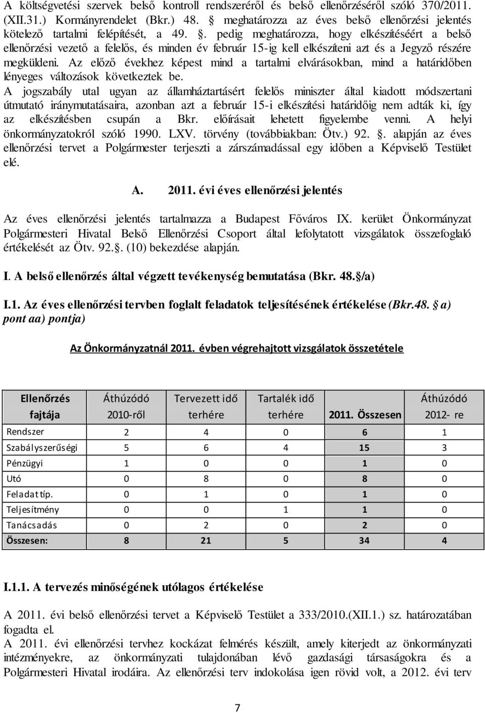 . pedig meghatározza, hogy elkészítéséért a belső ellenőrzési vezető a felelős, és minden év február 15-ig kell elkészíteni azt és a Jegyző részére megküldeni.