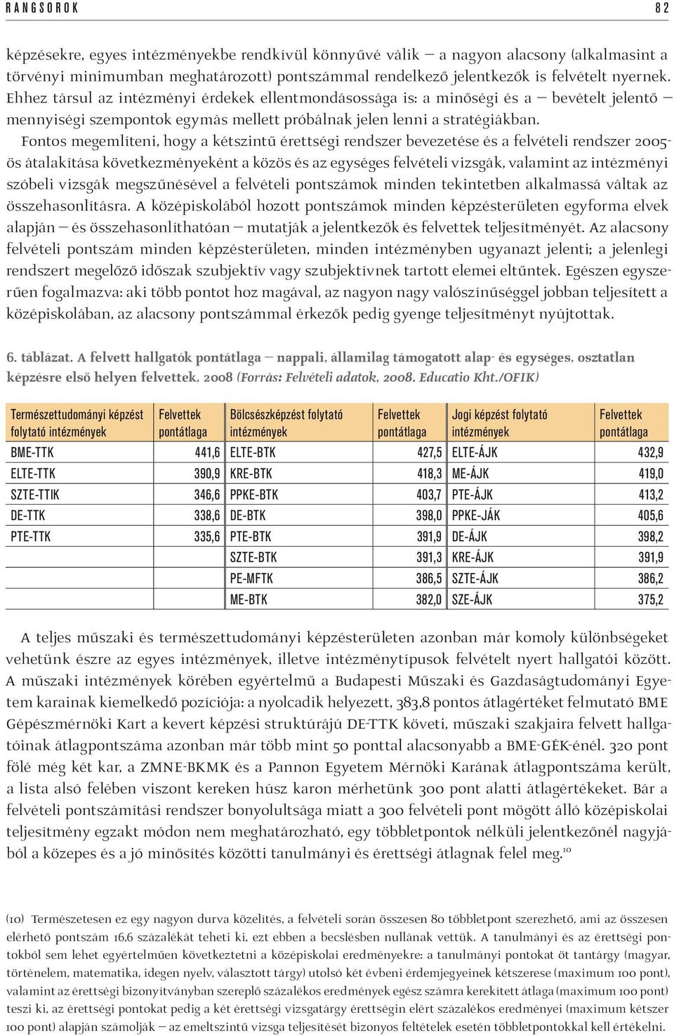 Fontos megemlíteni, hogy a kétszintű érettségi rendszer bevezetése és a felvételi rendszer 2005- ös átalakítása következményeként a közös és az egységes felvételi vizsgák, valamint az intézményi