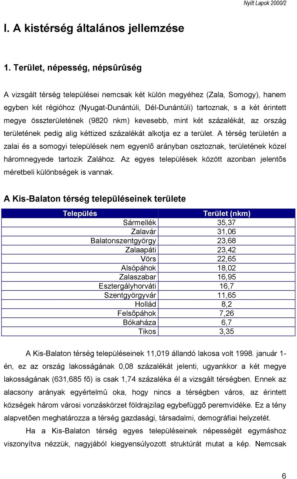 összterületének (9820 nkm) kevesebb, mint két százalékát, az ország területének pedig alig kéttized százalékát alkotja ez a terület.