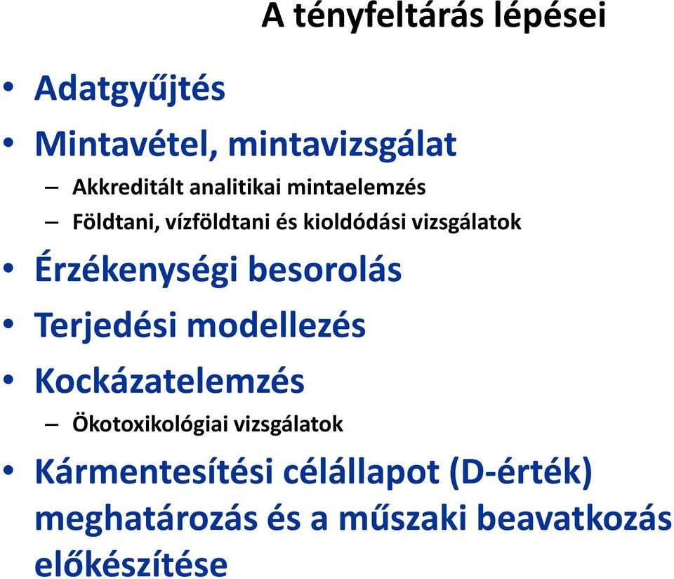 Érzékenységi besorolás Terjedési modellezés Kockázatelemzés Ökotoxikológiai