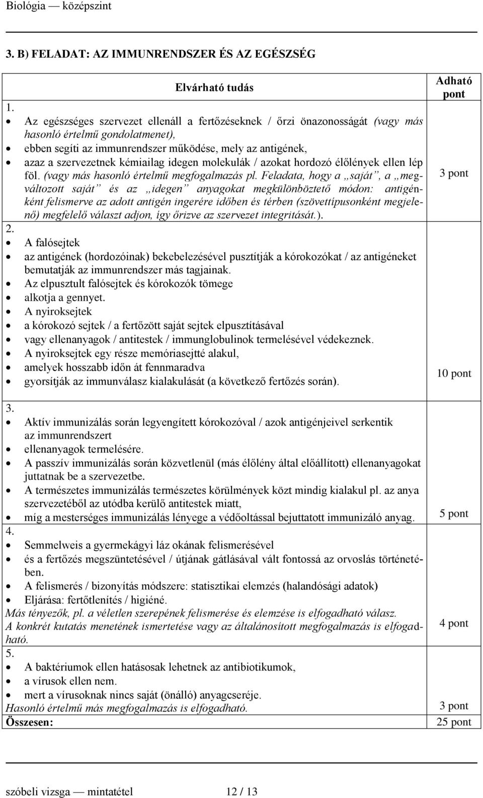 szervezetnek kémiailag idegen molekulák / azokat hordozó élőlények ellen lép föl. (vagy más hasonló értelmű megfogalmazás pl.