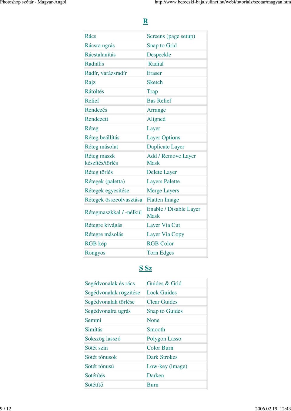 Réteg maszk készítés/törlés Réteg törlés Rétegek (paletta) Rétegek egyesítése Rétegek összeolvasztása Rétegmaszkkal / -nélkül Rétegre kivágás Rétegre másolás RGB kép Rongyos S Sz Eraser Sketch Trap