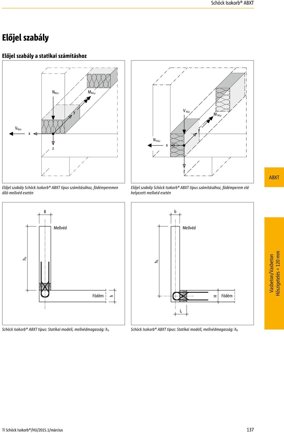 szabály Schöck Isokorb típus számításához, födémperem elé helyezett mellvéd esetén B b ha h hb H l k Schöck