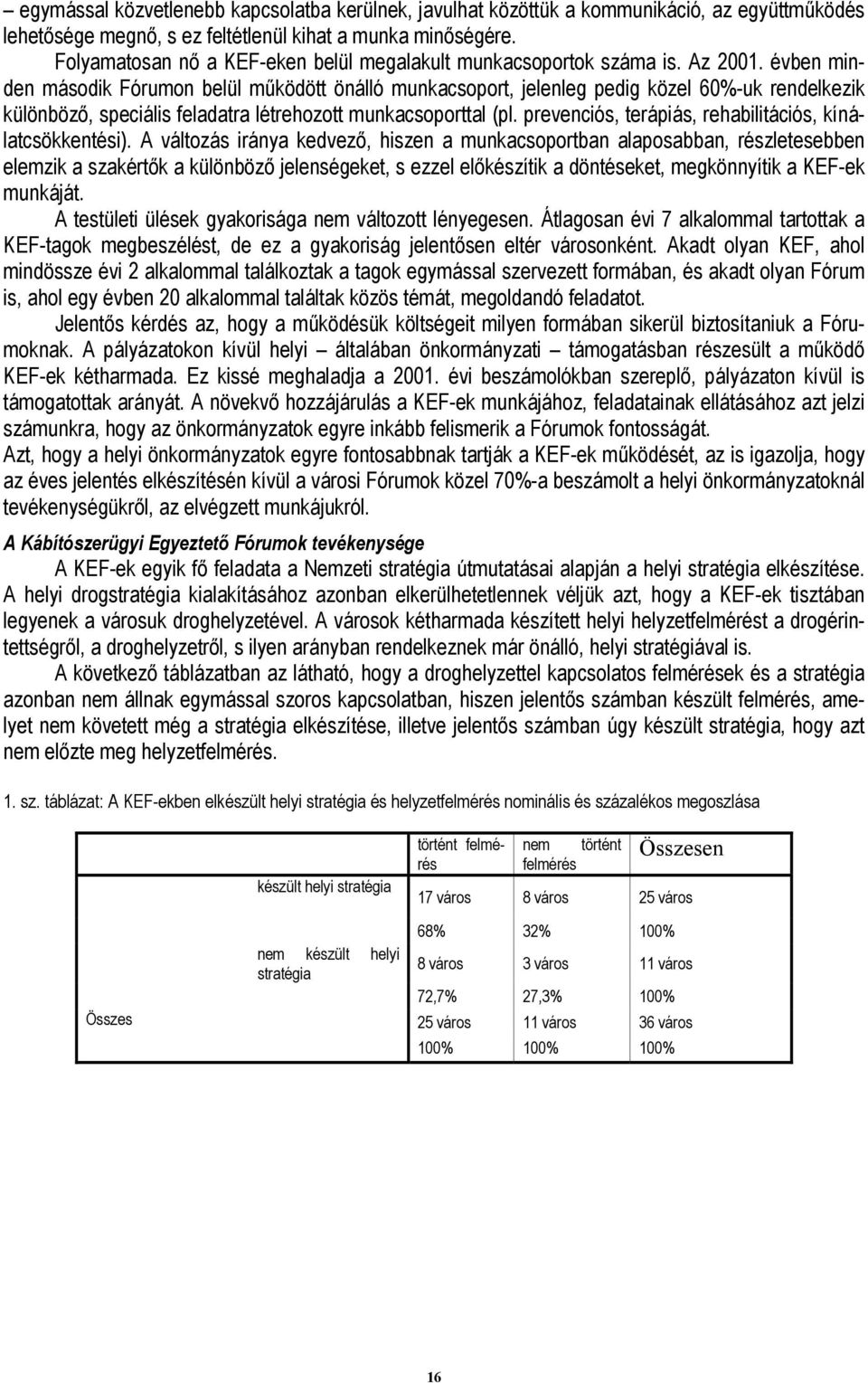 évben minden második Fórumon belül működött önálló munkacsoport, jelenleg pedig közel 60%-uk rendelkezik különböző, speciális feladatra létrehozott munkacsoporttal (pl.