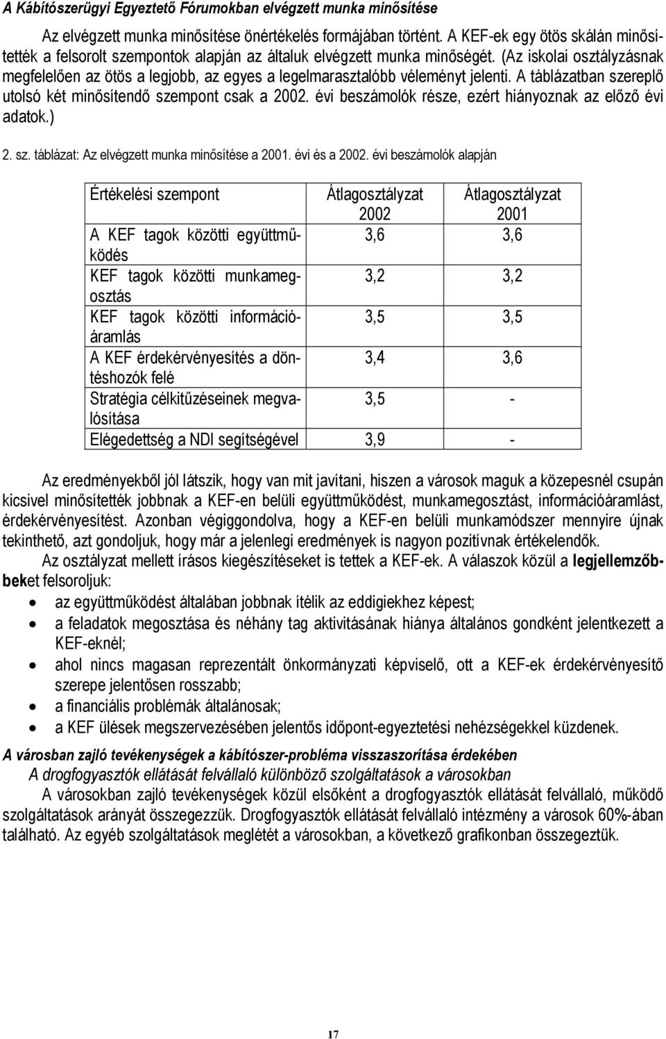 (Az iskolai osztályzásnak megfelelően az ötös a legjobb, az egyes a legelmarasztalóbb véleményt jelenti. A táblázatban szereplő utolsó két minősítendő szempont csak a 2002.