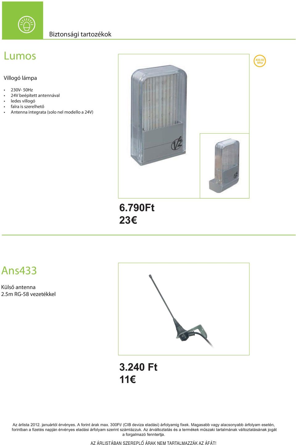 790Ft 23 Ans433 Külső antenna 2.5m RG-58 vezetékkel 3.