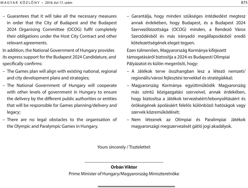 Host City Contract and other relevant agreements.