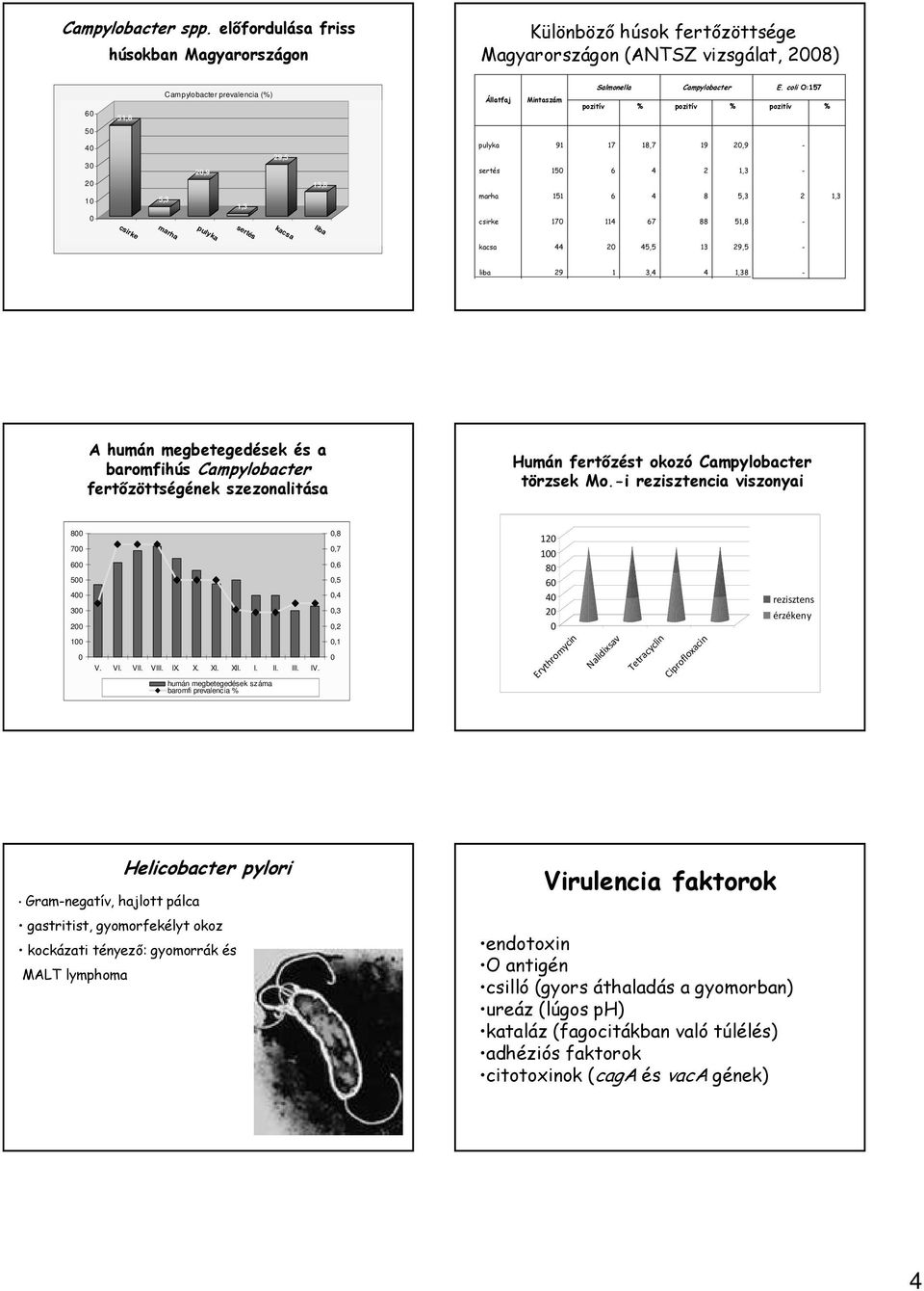 Állatfaj Mintaszám Salmonella Campylobacter E.