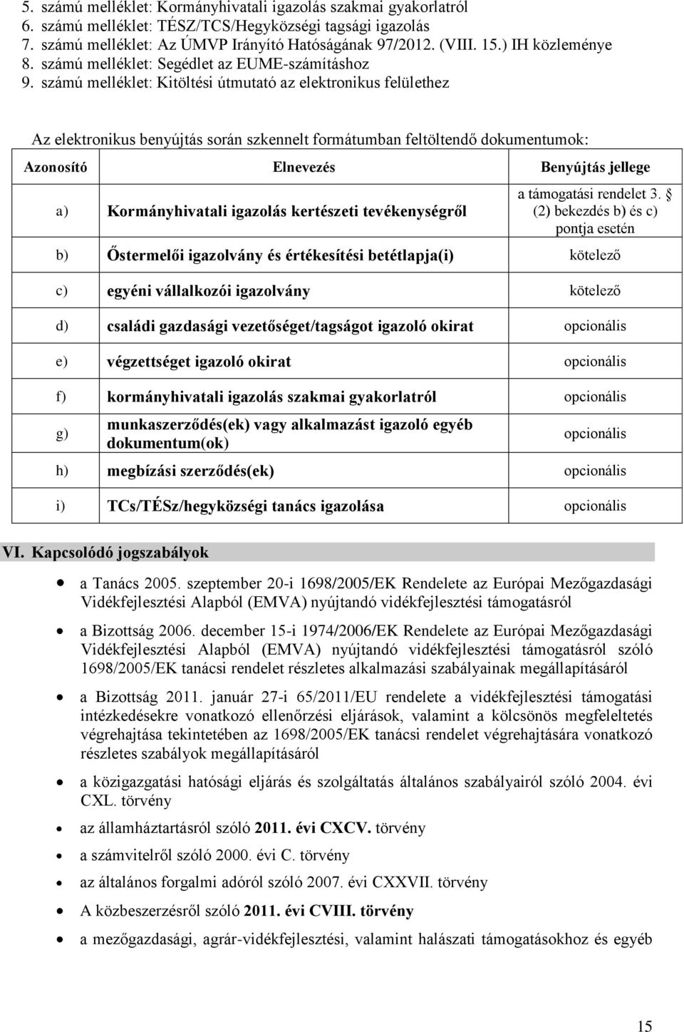 számú melléklet: Kitöltési útmutató az elektronikus felülethez Az elektronikus benyújtás során szkennelt formátumban feltöltendő dokumentumok: Azonosító Elnevezés Benyújtás jellege a) Kormányhivatali