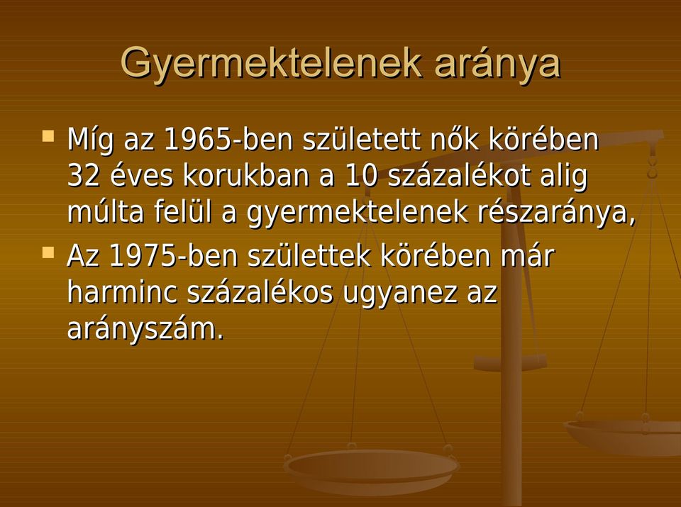 felül a gyermektelenek részaránya, Az 1975-ben