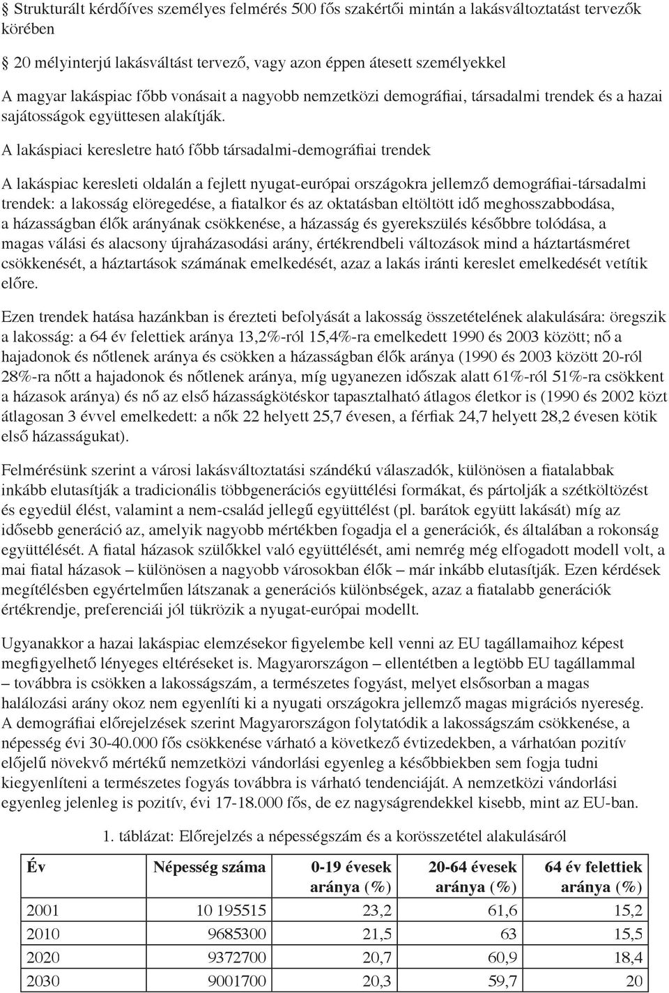 A lakáspiaci keresletre ható főbb társadalmi-demográfiai trendek A lakáspiac keresleti oldalán a fejlett nyugat-európai országokra jellemző demográfiai-társadalmi trendek: a lakosság elöregedése, a