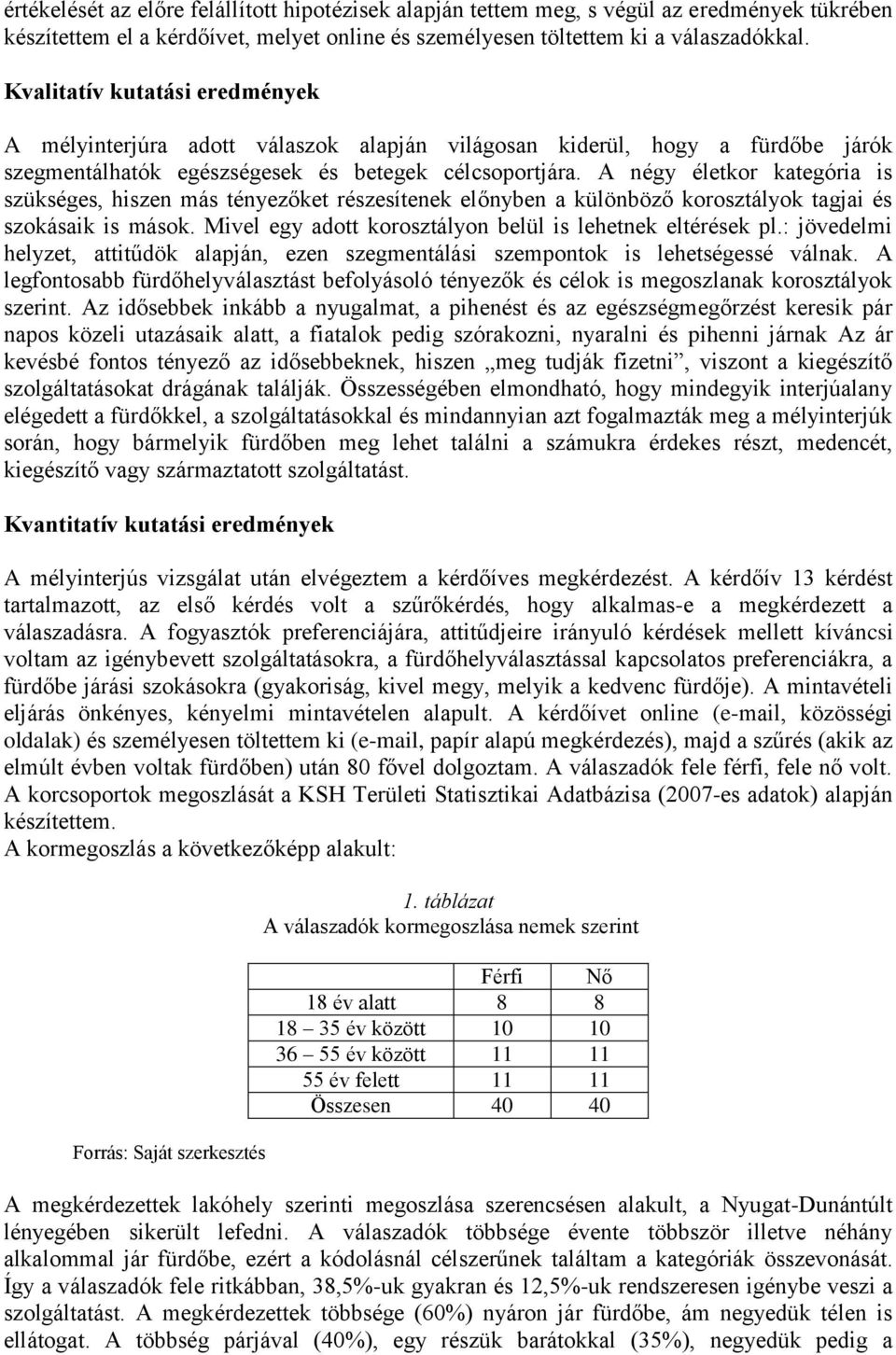 A négy életkor kategória is szükséges, hiszen más tényezőket részesítenek előnyben a különböző korosztályok tagjai és szokásaik is mások. Mivel egy adott korosztályon belül is lehetnek eltérések pl.