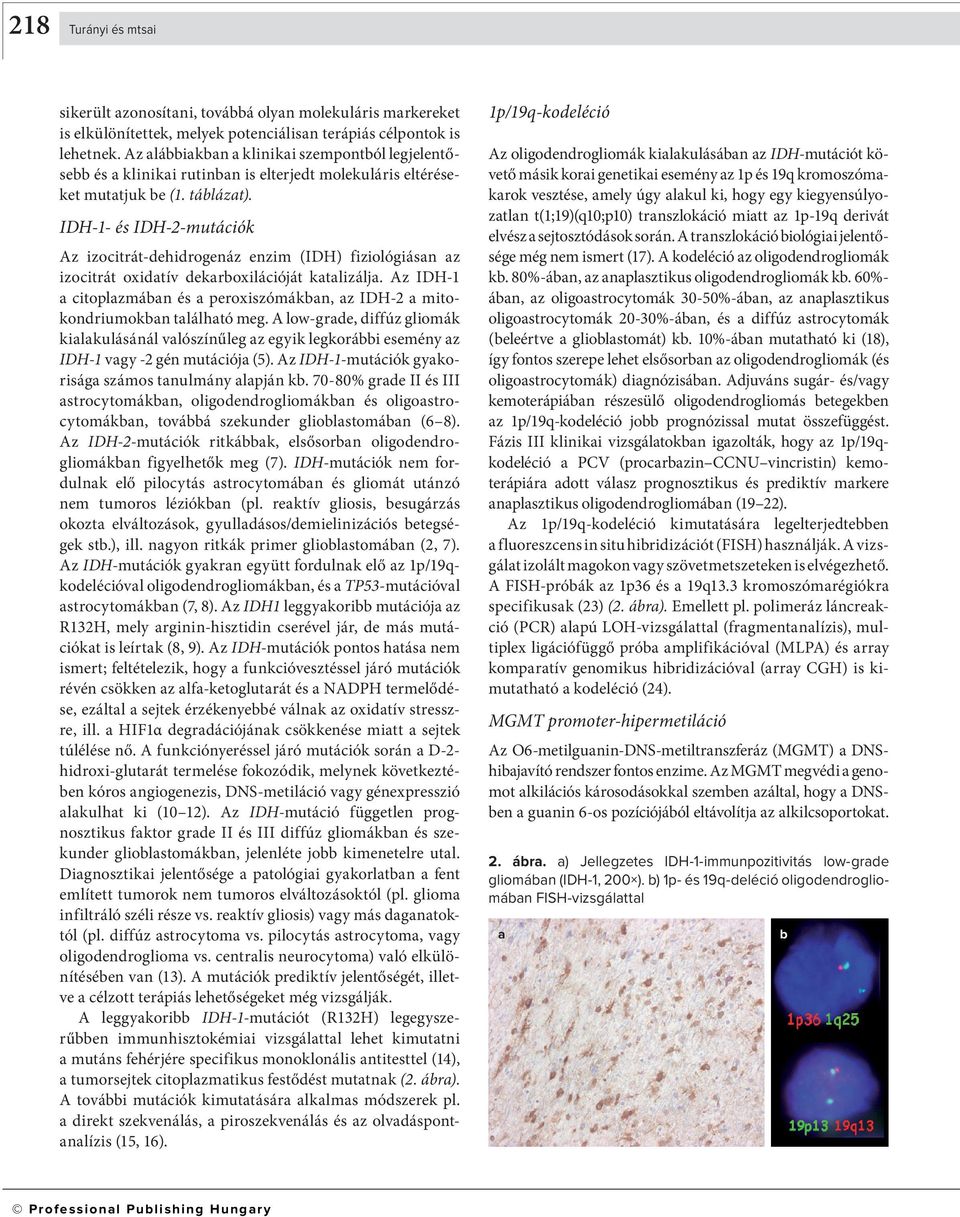 IDH-1- és IDH-2-mutációk Az izocitrát-dehidrogenáz enzim (IDH) fiziológiásan az izocitrát oxidatív dekarboxilációját katalizálja.