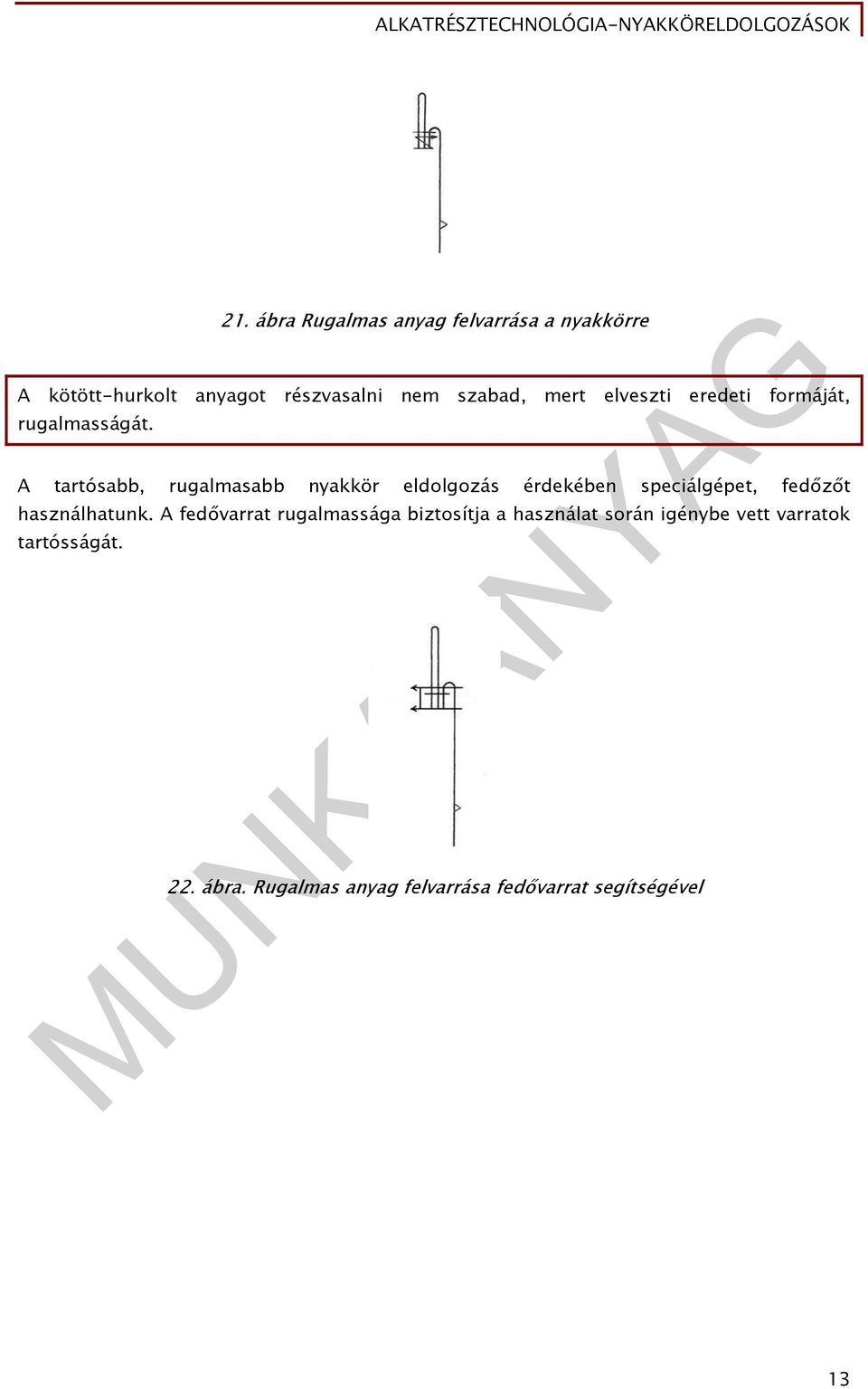 A tartósabb, rugalmasabb nyakkör eldolgozás érdekében speciálgépet, fedőzőt használhatunk.