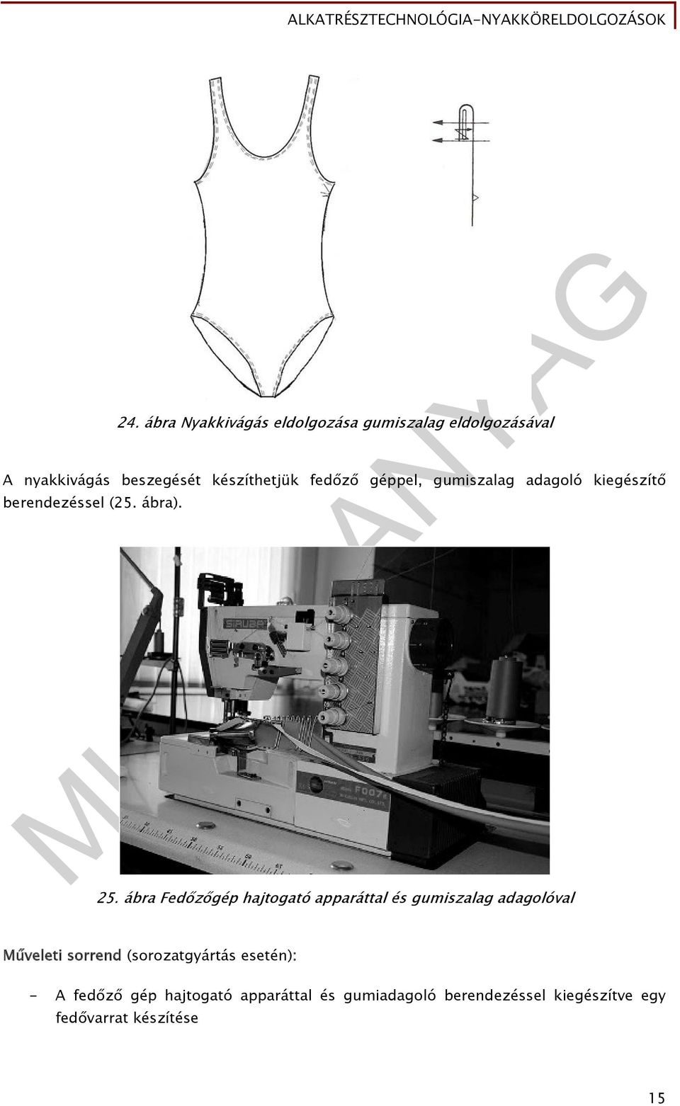 ábra Fedőzőgép hajtogató apparáttal és gumiszalag adagolóval Műveleti sorrend (sorozatgyártás