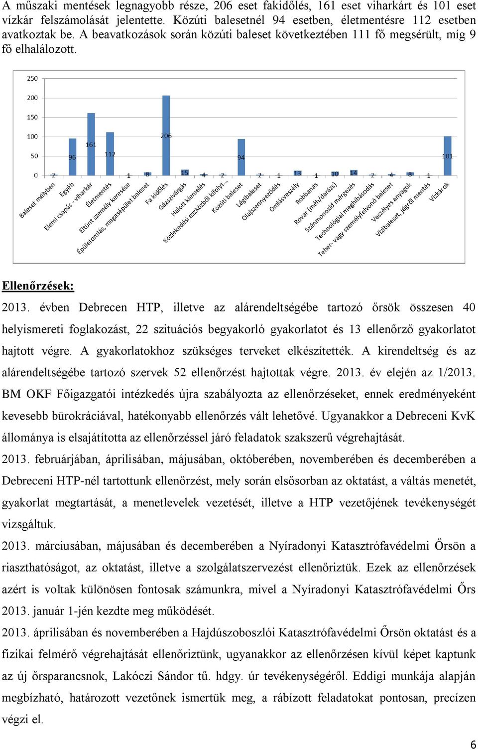 évben Debrecen HTP, illetve az alárendeltségébe tartozó őrsök összesen 40 helyismereti foglakozást, 22 szituációs begyakorló gyakorlatot és 13 ellenőrző gyakorlatot hajtott végre.