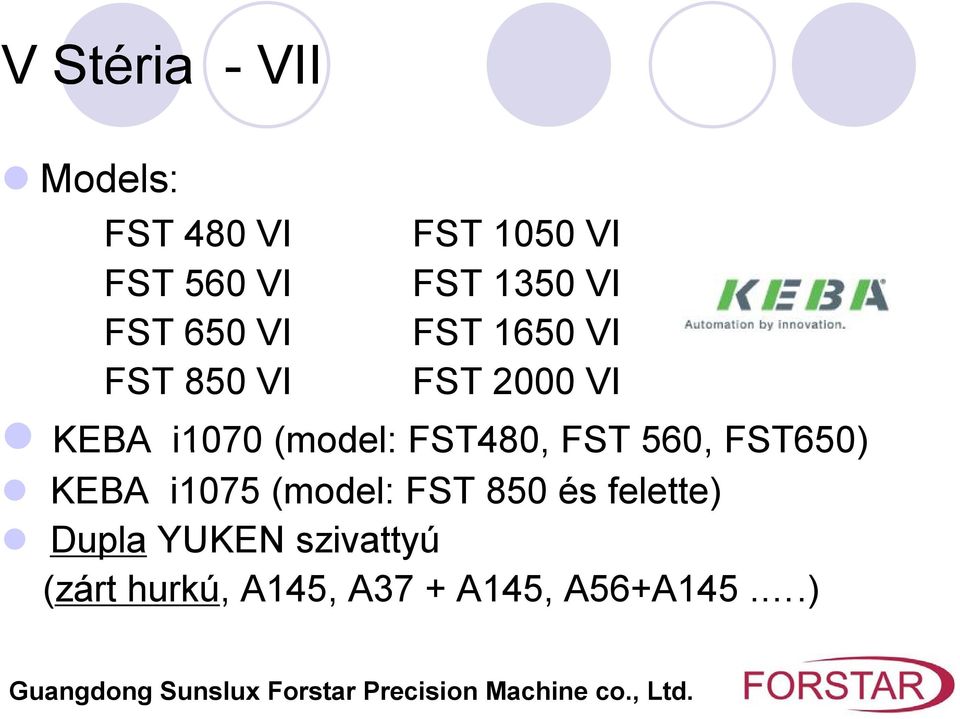 (model: FST480, FST 560, FST650) KEBA i1075 (model: FST 850 és