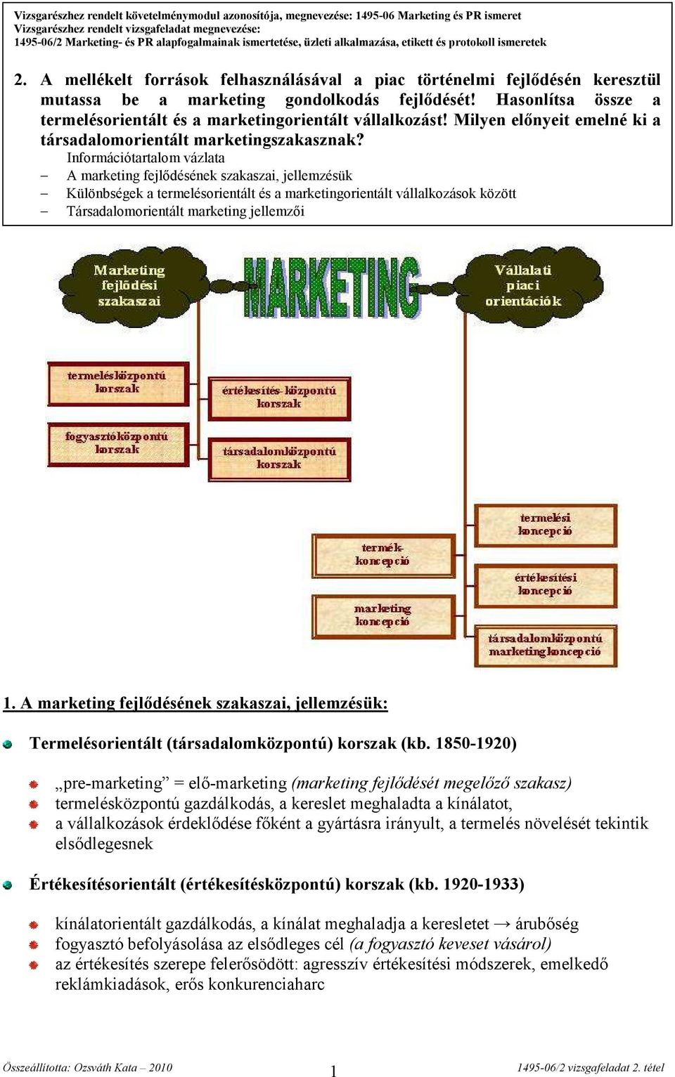 Hasonlítsa össze a termelésorientált és a marketingorientált vállalkozást! Milyen előnyeit emelné ki a társadalomorientált marketingszakasznak?