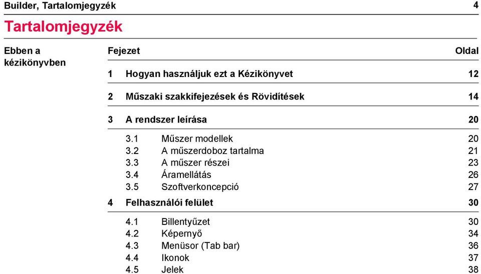 1 Műszer modellek 20 3.2 A műszerdoboz tartalma 21 3.3 A műszer részei 23 3.4 Áramellátás 26 3.