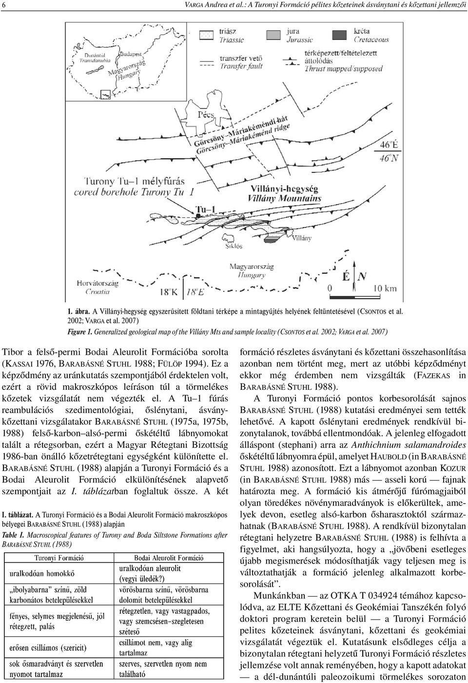 Generalized geological map of the Villány Mts and sample locality (CSONTOS et al. 2002; VARGA et al.