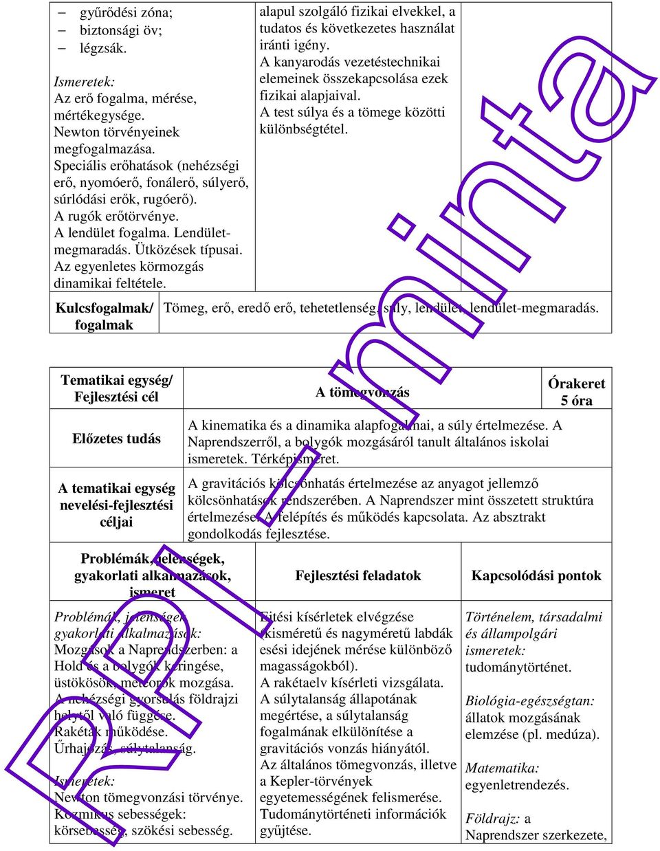 Az egyenletes körmozgás dinamikai feltétele. alapul szolgáló fizikai elvekkel, a tudatos és következetes használat iránti igény.