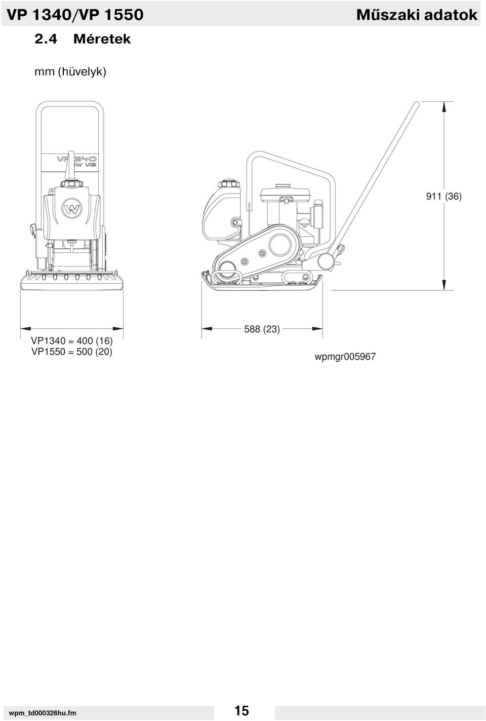 (hüvelyk) 911 (36) VP1340 = 400