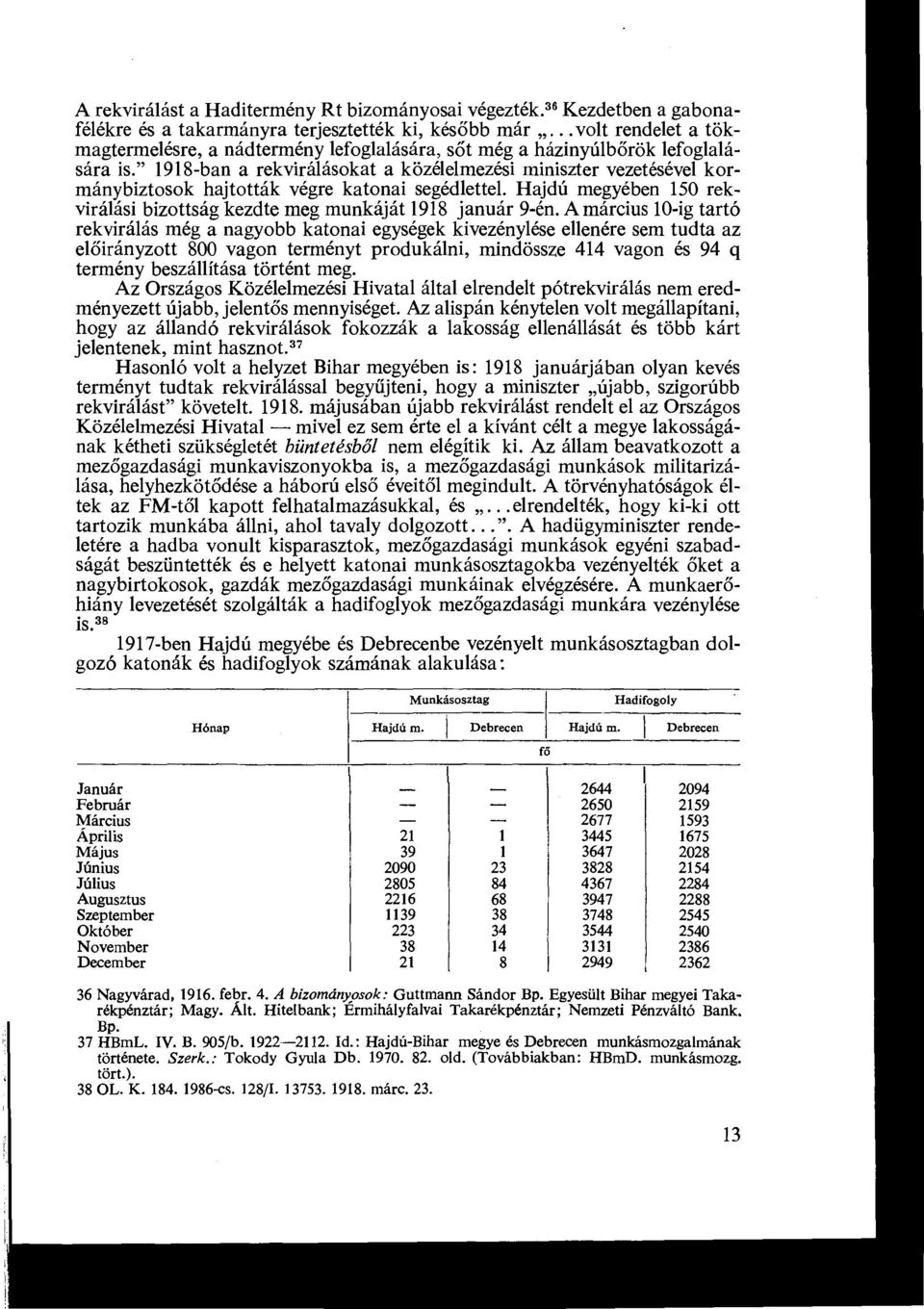 " 1918-ban a rekvirálásokat a közélelmezési miniszter vezetésével kormánybiztosok hajtották végre katonai segédlettel. Hajdú megyében 150 rekvirálási bizottság kezdte meg munkáját 1918 január 9-én.