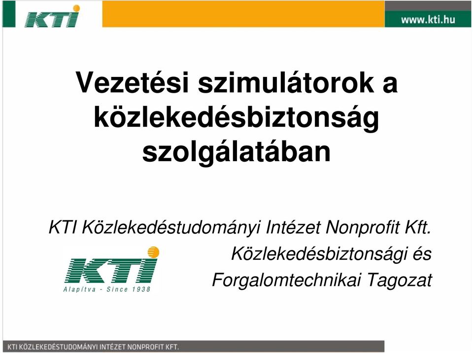 Közlekedéstudományi Intézet Nonprofit