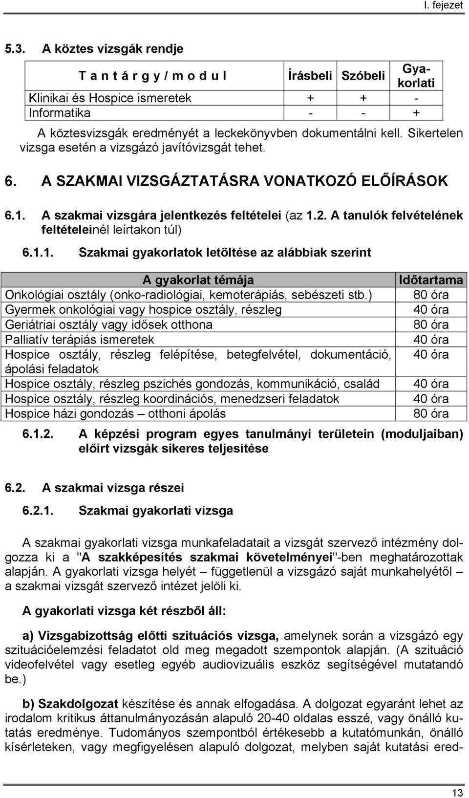 Sikertelen vizsga esetén a vizsgázó javítóvizsgát tehet. 6. A SZAKMAI VIZSGÁZTATÁSRA VONATKOZÓ ELŐÍRÁSOK 6.1. A szakmai vizsgára jelentkezés feltételei (az 1.2.