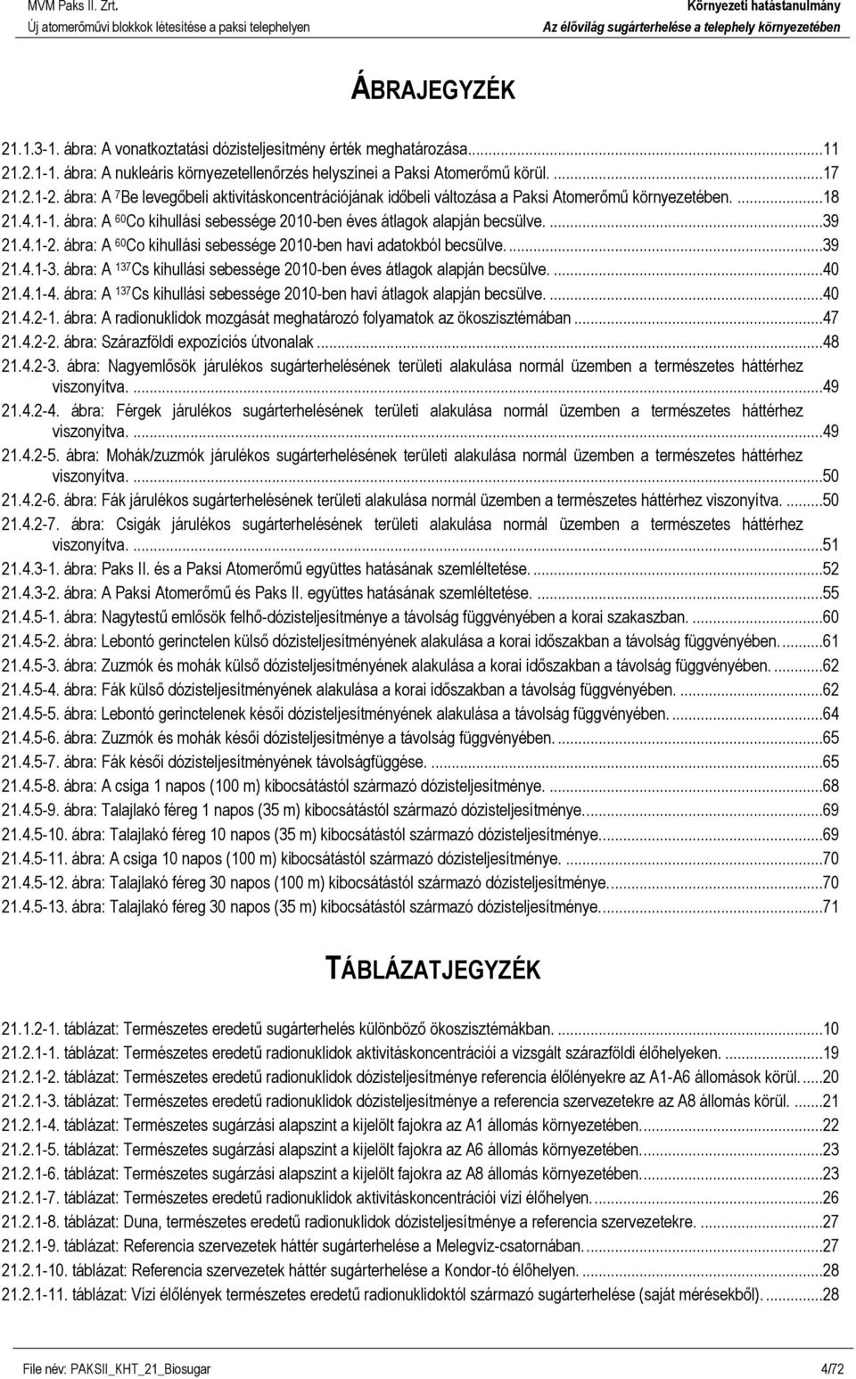 4.1-2. ábra: A 60 Co kihullási sebessége 2010-ben havi adatokból becsülve....39 21.4.1-3. ábra: A 137 Cs kihullási sebessége 2010-ben éves átlagok alapján becsülve....40 21.4.1-4.