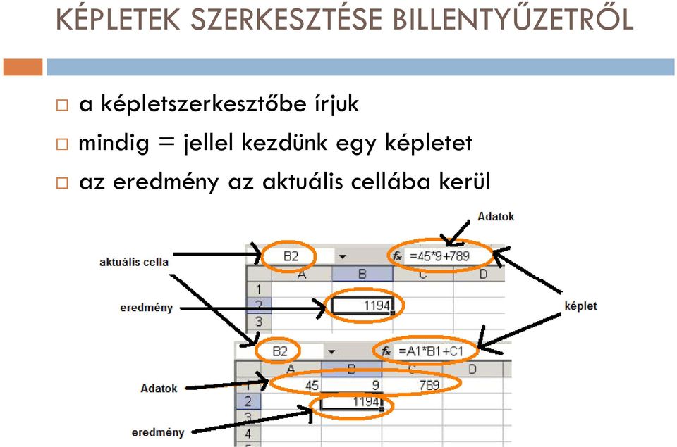 képletszerkesztőbe írjuk mindig =