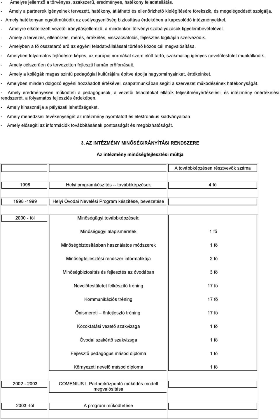 - Amely hatékonyan együttműködik az esélyegyenlőség biztosítása érdekében a kapcsolódó intézményekkel.