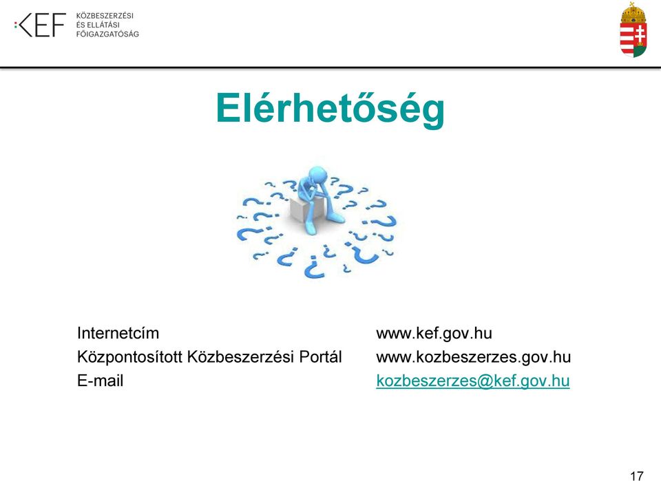 Portál E-mail www.kef.gov.hu www.