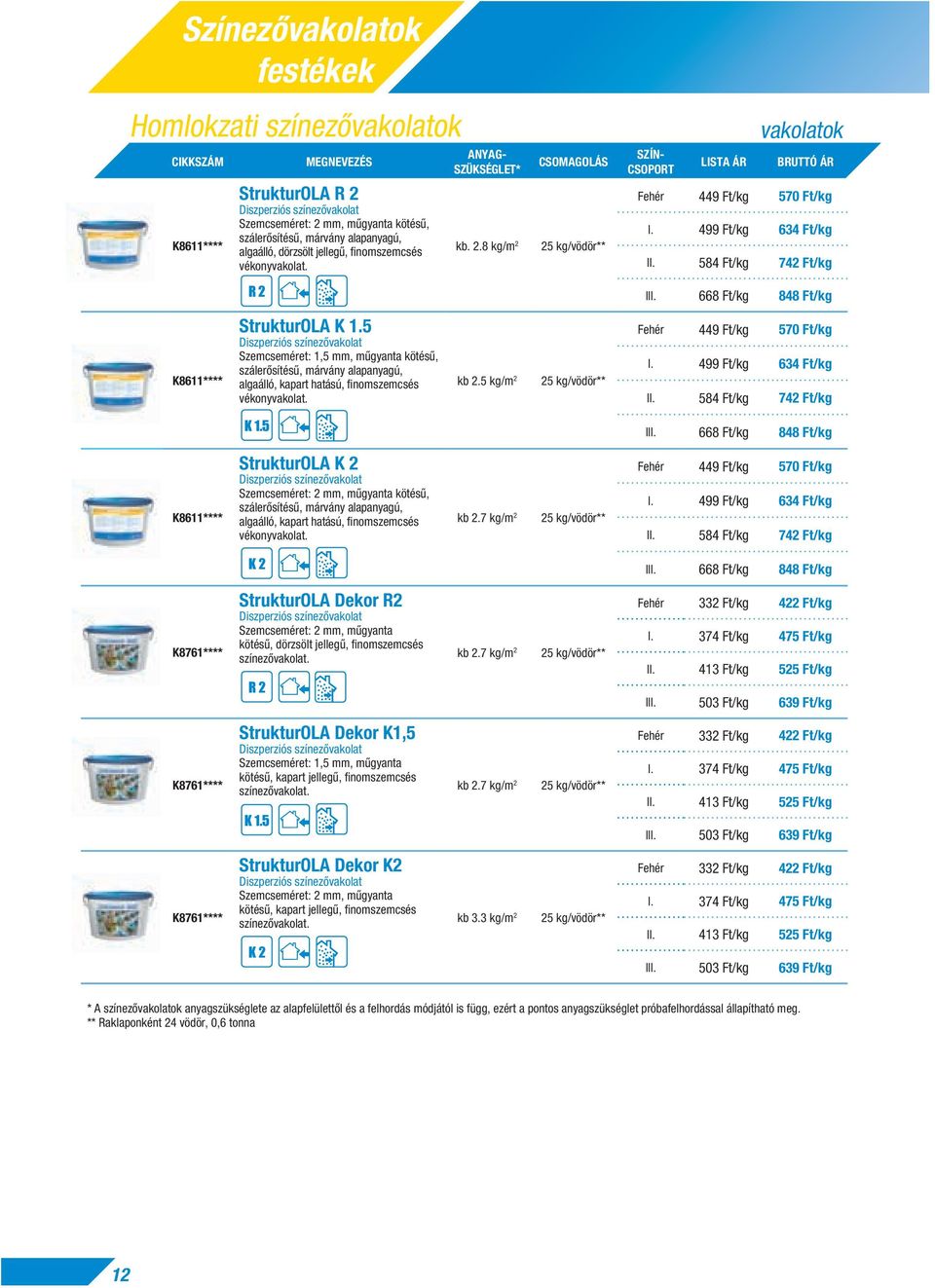 584 Ft/kg 742 Ft/kg III. 668 Ft/kg 848 Ft/kg K8611**** StrukturOLA K 1.