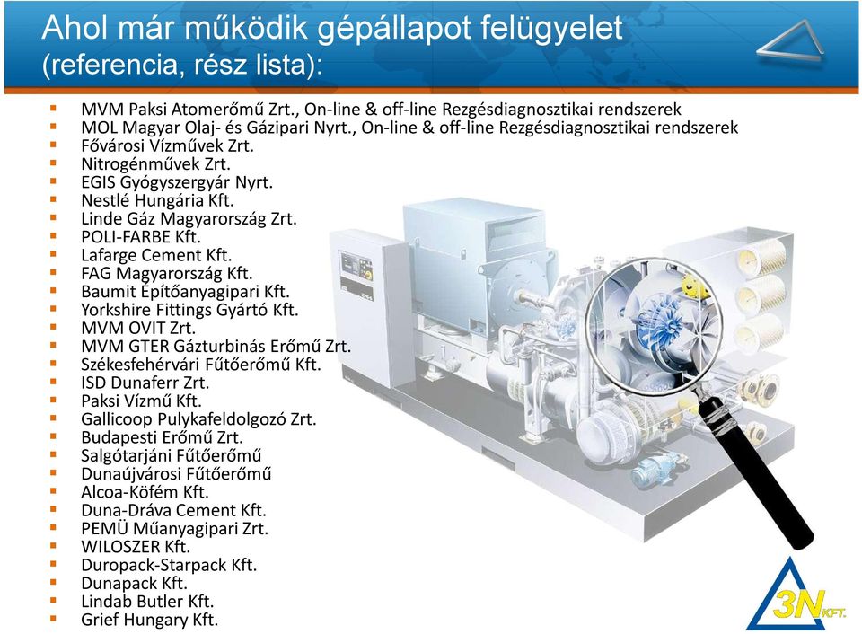 Lafarge Cement Kft. FAG Magyarország Kft. Baumit Építőanyagipari Kft. Yorkshire Fittings Gyártó Kft. MVM OVIT Zrt. MVM GTER Gázturbinás Erőmű Zrt. Székesfehérvári Fűtőerőmű Kft. ISD Dunaferr Zrt.