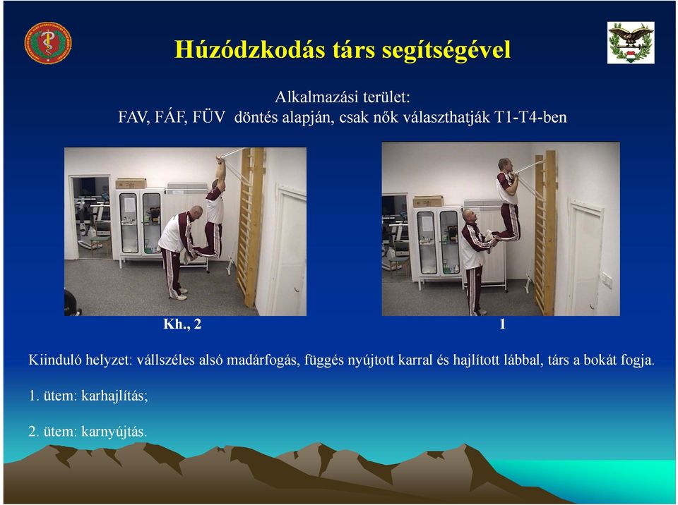 , 2 1 Kiinduló helyzet: vállszéles alsó madárfogás, függés nyújtott