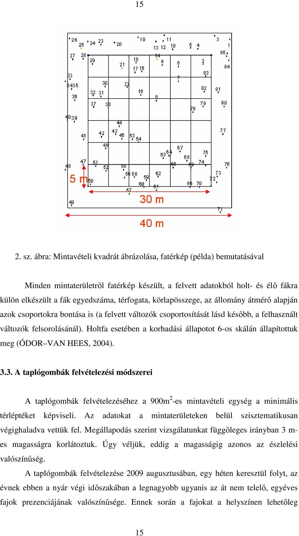 körlapösszege, az állomány átmérı alapján azok csoportokra bontása is (a felvett változók csoportosítását lásd késıbb, a felhasznált változók felsorolásánál).