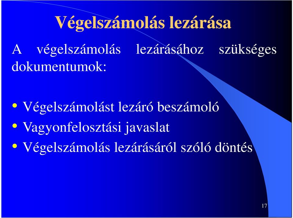 Végelszámolást lezáró beszámoló