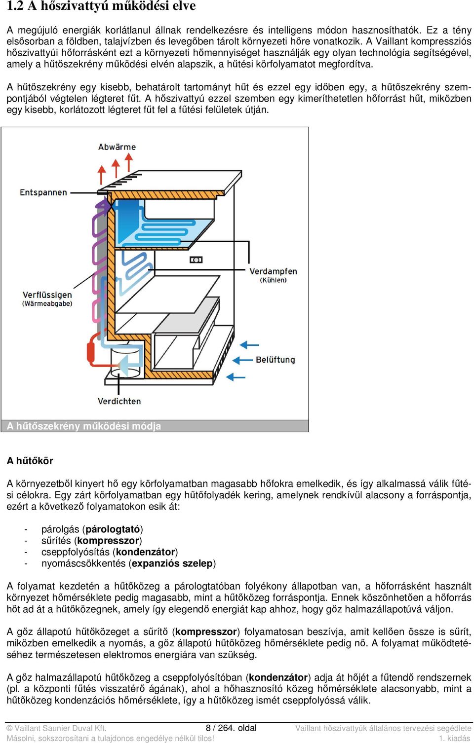 A Vaillant kompressziós hőszivattyúi hőforrásként ezt a környezeti hőmennyiséget használják egy olyan technológia segítségével, amely a hűtőszekrény működési elvén alapszik, a hűtési körfolyamatot