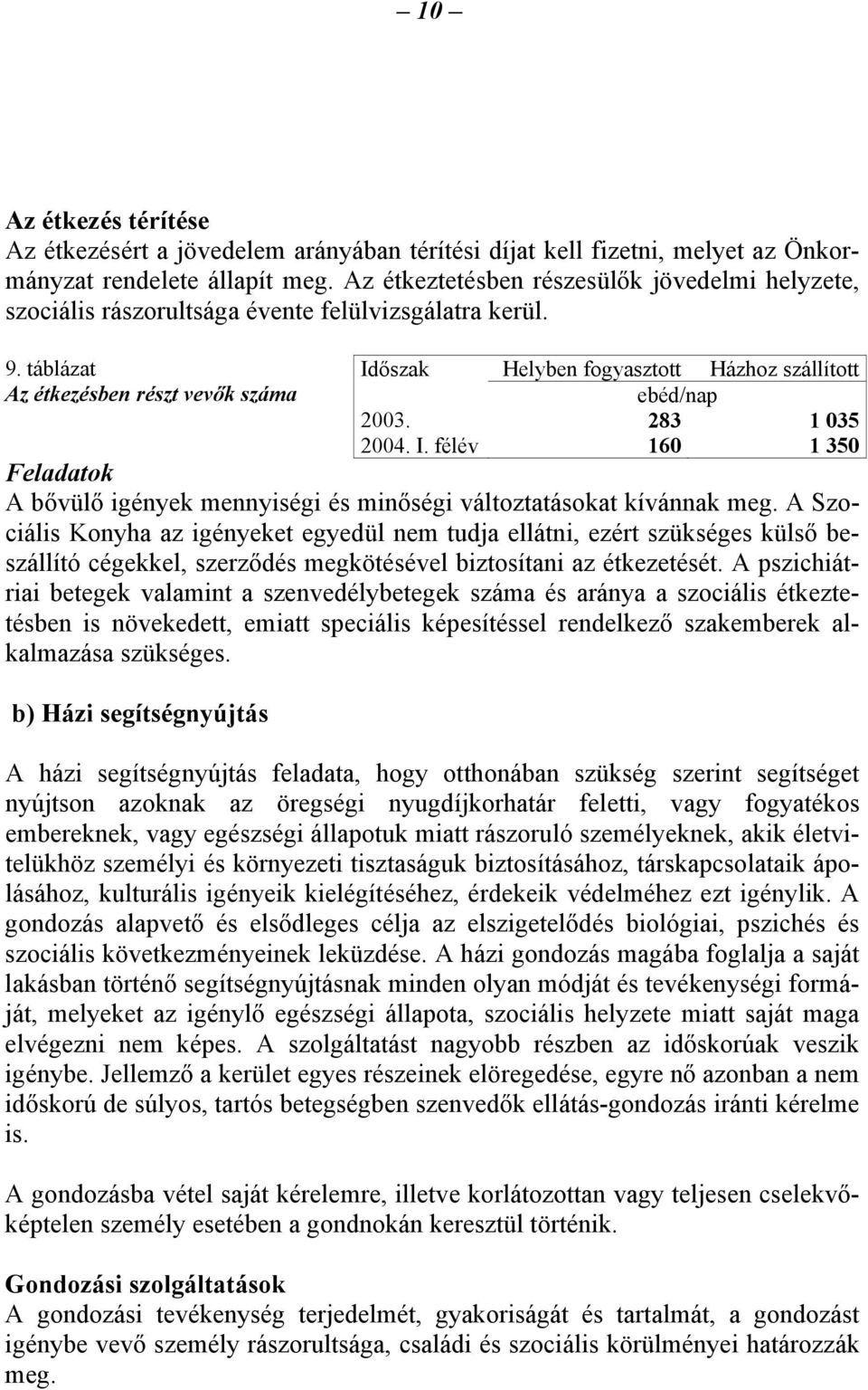 táblázat Az étkezésben részt vevők száma Feladatok A bővülő igények mennyiségi és minőségi változtatásokat kívánnak meg.