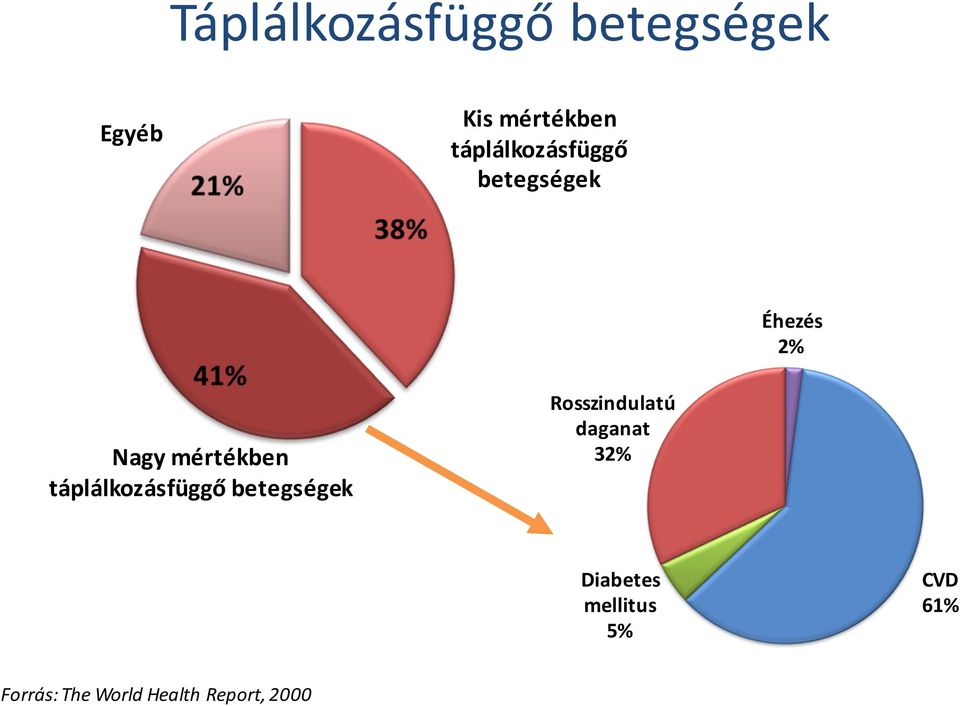 táplálkozásfüggő betegségek Rosszindulatú daganat 32%